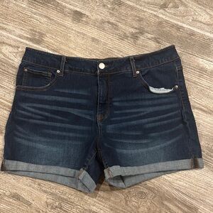 Time and Tru Blue Jean Shorts with Distressed Details
